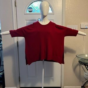 Oversized red lightweight sweater with fitted sleeves-red is THE color for fall!